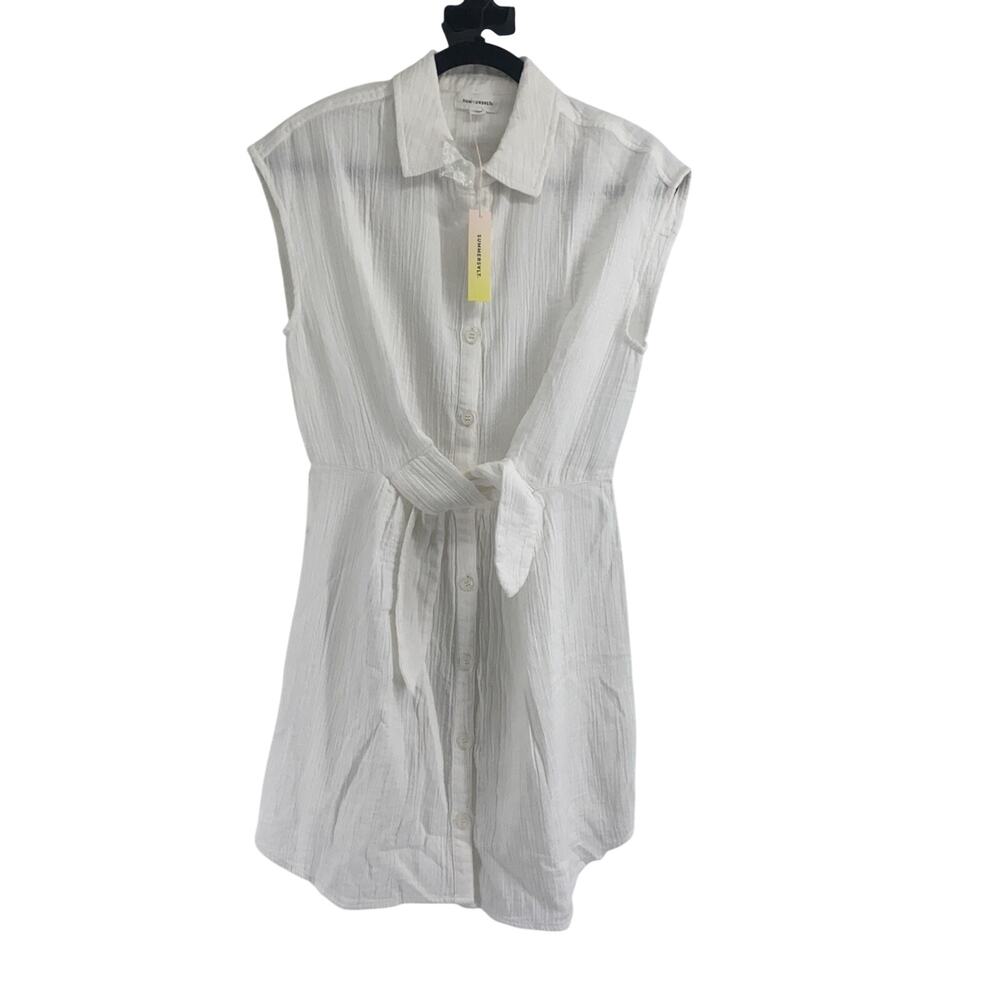 Summersalt Organic Cotton Gauze Tie Waist Shirt Dress Going Places Gauze Dress